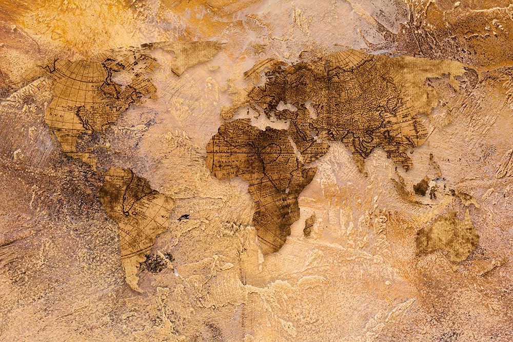 Eskitme Tarz Dünya Haritası Duvar Kağıdı