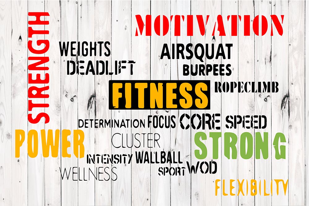 Fitness Spor Salonu Renkli Yazılı Duvar Kağıdı