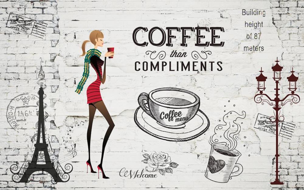 Kahve - Coffee Salonları için Özel Tasarım Duvar Kağıdı