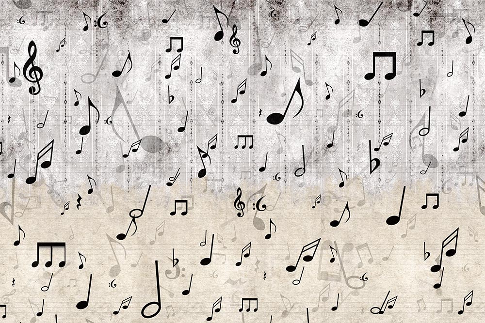 Müzik Notaları Vintage Zemin Özel Tasarım Duvar Kağıdı