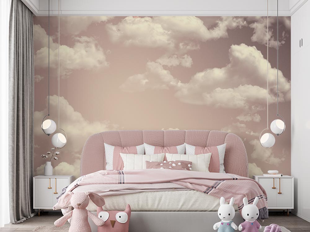 Renkli Bulutlar Kız Çocuk Odası Duvar Kağıdı
