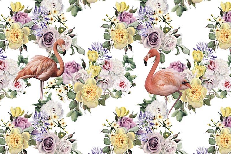 Çiçekler ve Flamingolar Duvar Kağıdı