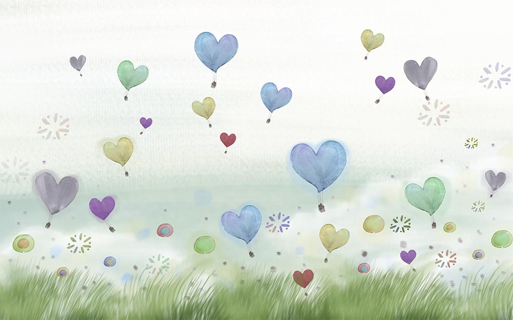Sulu Boya Tarz Renkli Balonlar Çocuk Odası Duvar Kağıdı
