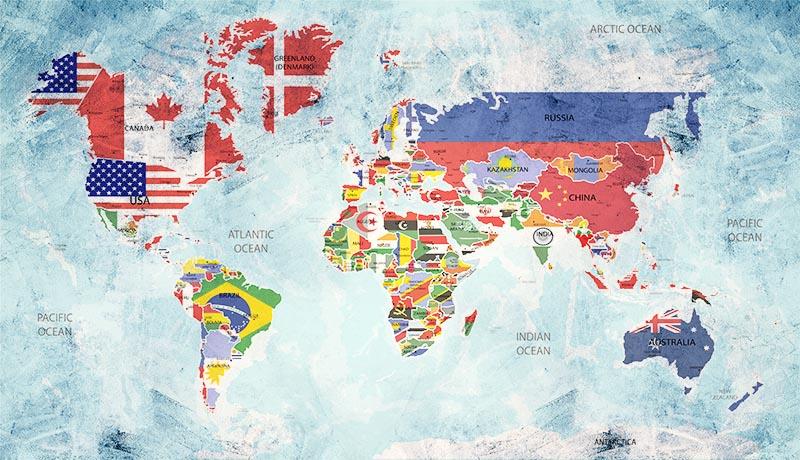 Ülke Bayrakları Dünya Haritası Duvar Kağıdı
